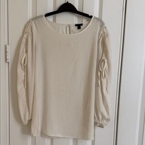 Ann Taylor Ivory Blouse with Tie Sleeves